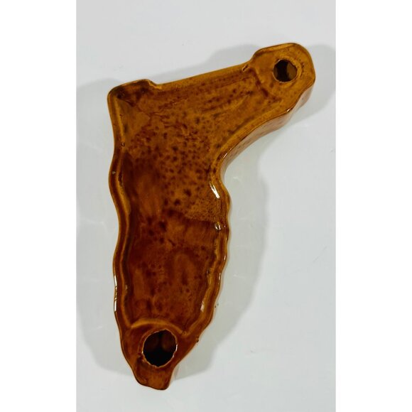 Vintage Florida Shaped Ceramic Ashtray Tropical Design Flamingo Palm Trees - Picture 3 of 8